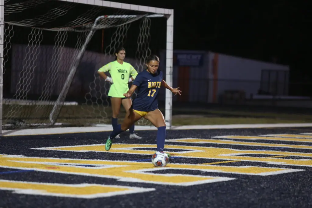 TRN Girls Soccer - Forlenza - Shore Sports Insider Sophomore Olivia Forlenza playing center back against Lacey opening night. (Photo by Jim Rosa) - TRN Girls Soccer - Forlenza