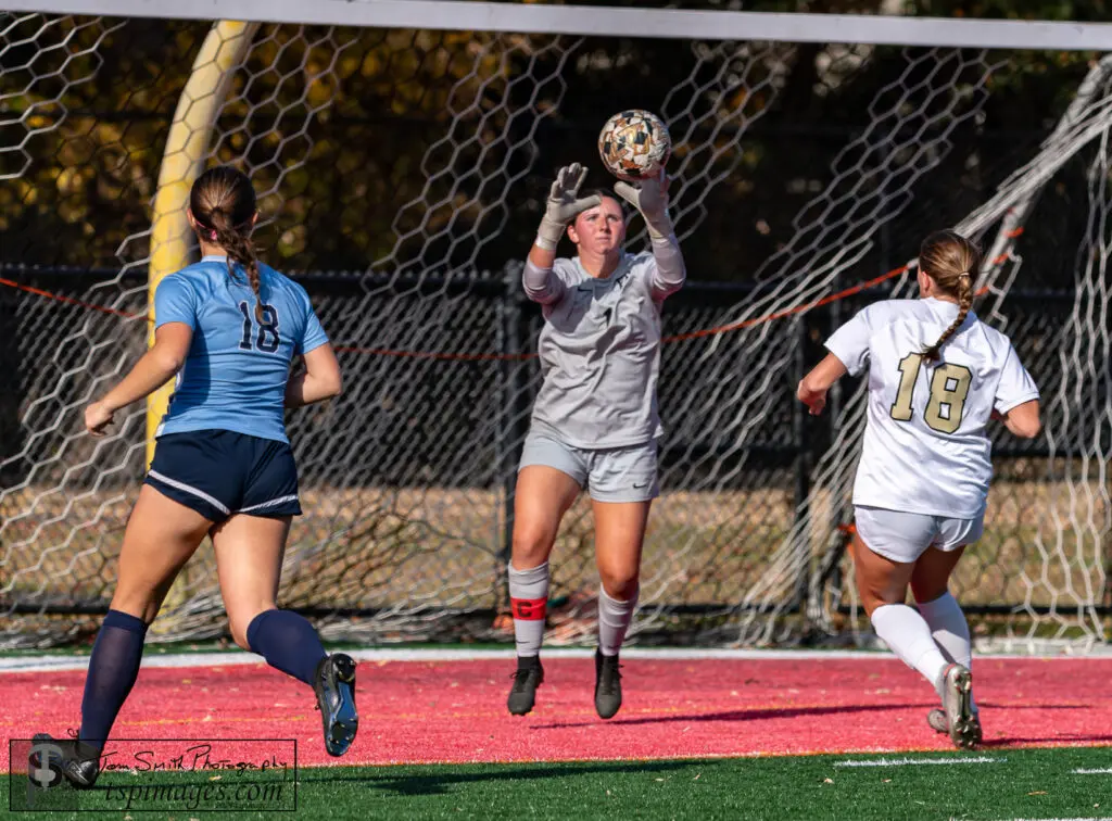 Freehold Twp - Moore - Shore Sports Insider Senior Ashley Moore had six saves in the shutout for Freehold Township. (Photo by Tom Smith) - Freehold Twp - Moore