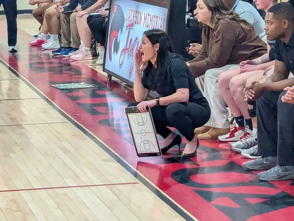 Rachel Goodale - Shore Sports Insider Veteran Jackson Memorial coach Rachel Goodale, a former Jaguars star herself, was emotional after her team's playoff win. (Photo by Scott Stump) - Rachel Goodale