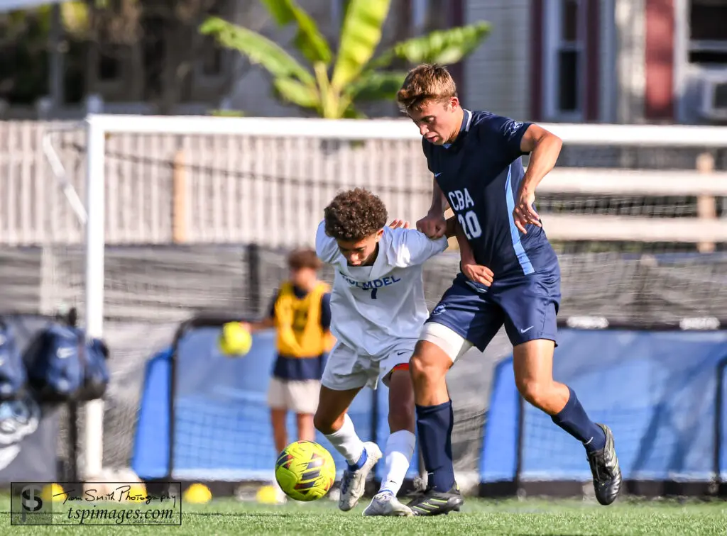CBA Charlie Messano - Shore Sports Insider CBA senior Charlie Messano defends Holmdel junior Turner Foster. (Photo Credit: Tom Smith | tspsportsimages.com) - CBA Charlie Messano