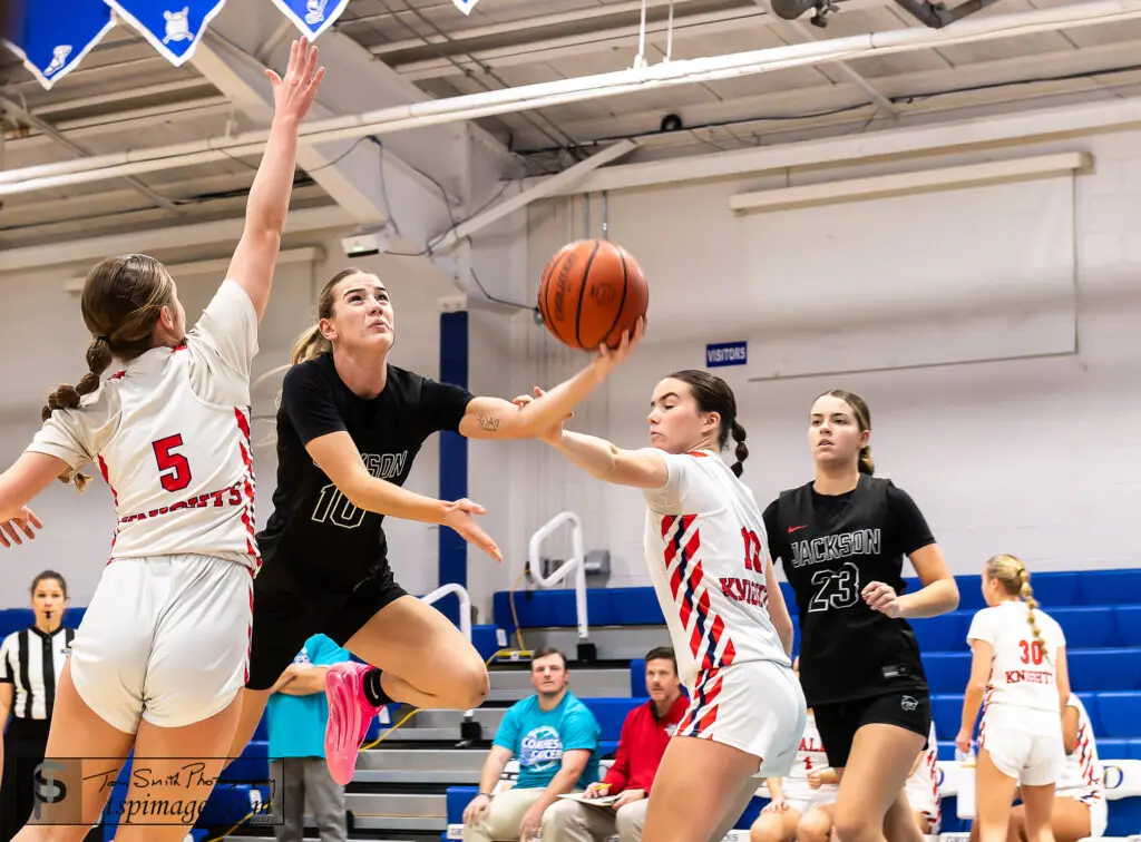 JT IsabellaFiner2 - Shore Sports Insider Isabella Finer finished with 16 points and 11 rebounds against Wall in the Coaches vs Cancer Showcase at Donovan Catholic High School.1/10/26 Photo by Tom Smith - JT IsabellaFiner2