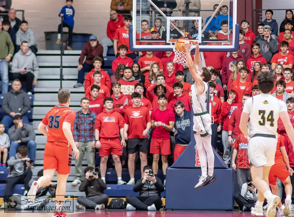 RBC Tyler Hager - Shore Sports Insider Red Bank Catholic junior Tyler Hager throws down a dunk on the break. (Photo: Tom Smith | tspsportsimages.com) - RBC Tyler Hager