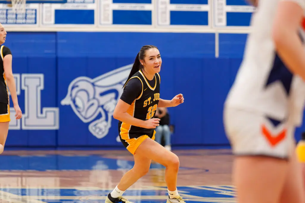 SJV Madison Kocis1 1 - Shore Sports Insider Madison Kocis scored a game-high 23 points in the SCT quarterfinal round at Holmdel HS. 2/14/26 Photo by Patrick Olivero - SJV Madison Kocis1 1