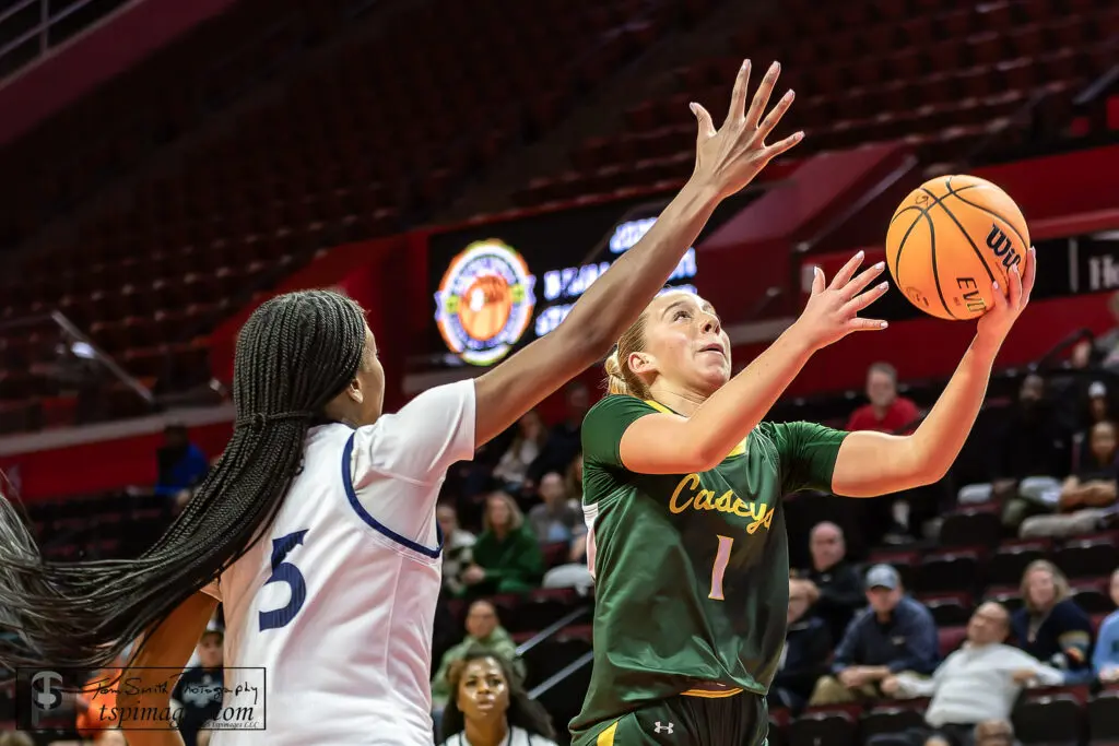 RBC Lola Giordaio - Shore Sports Insider Red Bank Catholic senior Lola Giordano drives against Morris Catholic's Morgan Fulston. (Photo: Tom Smith | tspsportsimages.com) - RBC Lola Giordaio
