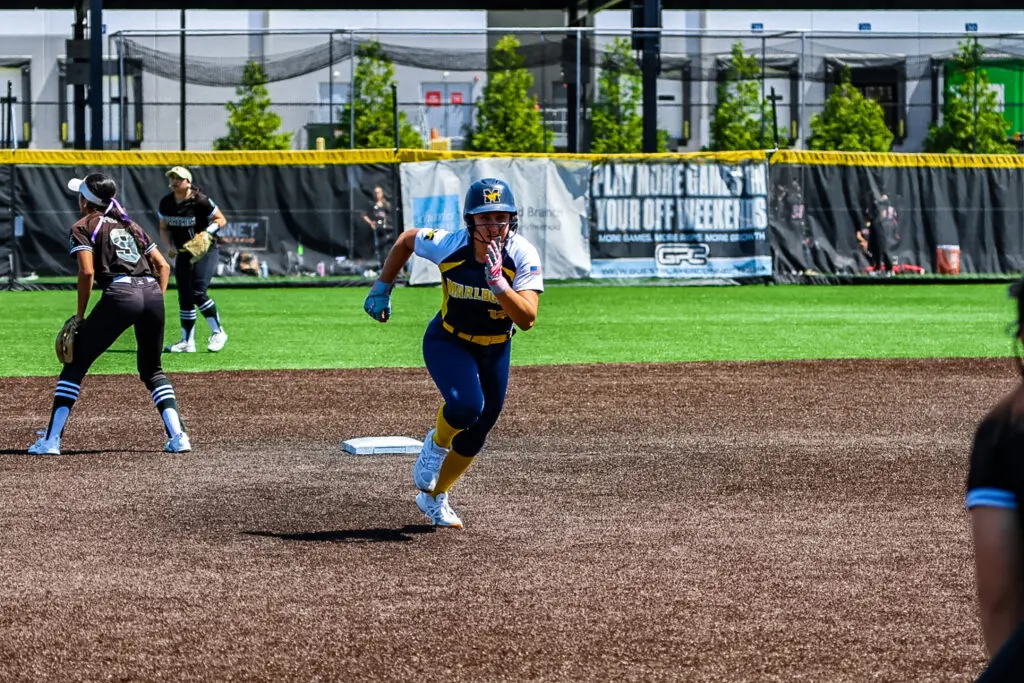 Isabella Wuelfing - Shore Sports Insider Isabella Wuelfing scored all three runs for Marlboro against Steinert in the Shore vs CVC Challenge at Adventure Crossing. 4/18/26 Photo by Samantha Mayer - Isabella Wuelfing