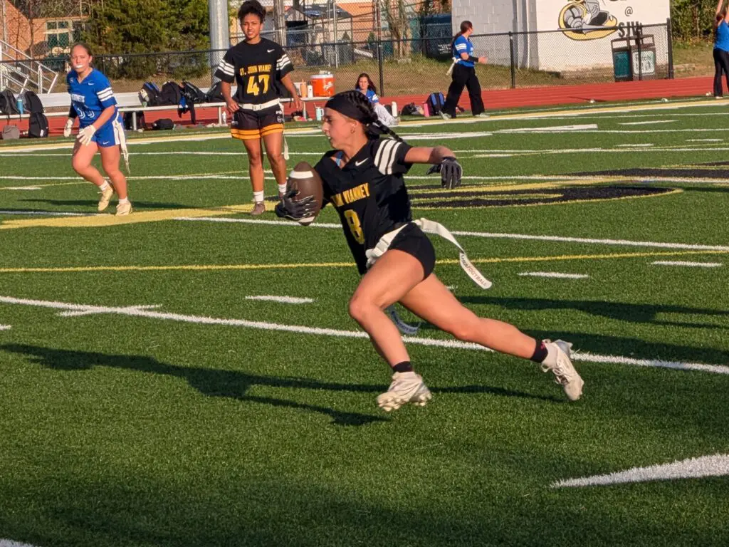 Ava Lepore St. John Vianney - Shore Sports Insider St. John Vianney's Ava Lepore had a 32-yard TD catch in the loss. (Photo by Scott Stump) - Ava Lepore St. John Vianney