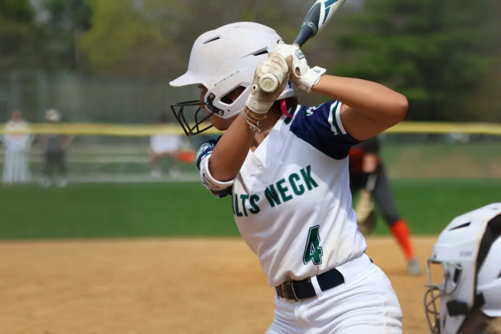CNKatherine Rizzo2 - Shore Sports Insider Katherine Rizzo had a RBI double in the 5th inning for Colts Neck. 4/4/26 Photo by Samantha Mayer - CNKatherine Rizzo2
