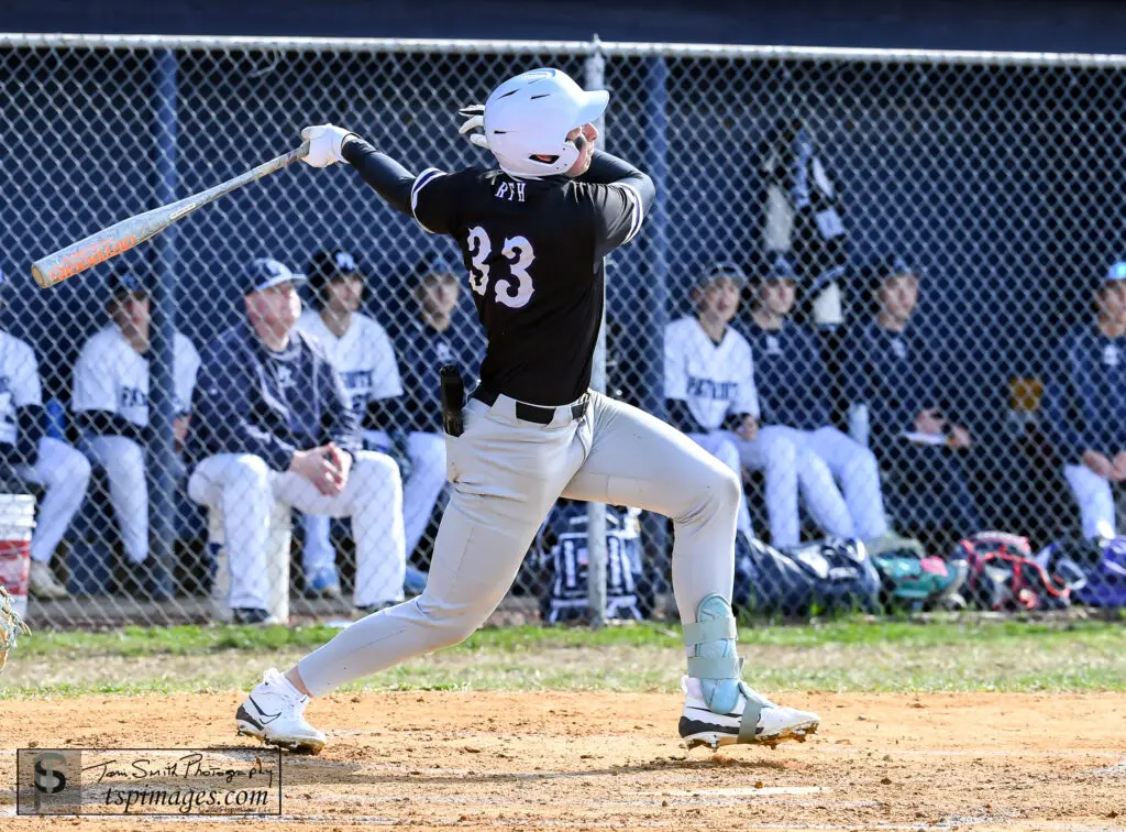 RFH Casper Billington - Shore Sports Insider Rumson-Fair haven junior Casper Billington connects on a home run at Freehold Township. (Photo: Tom Smith | tspsportsimages.com) - RFH Casper Billington