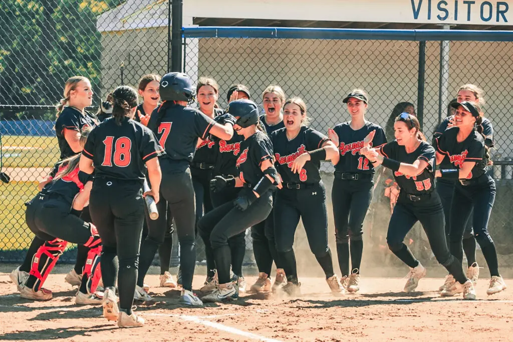 1G0A8241 - Shore Sports Insider Barnegat celebrating Brooke Rizzo's home run against Donovan in the SCT Semifinal. 5/16/26 Photo by Samantha Mayer - 1G0A8241