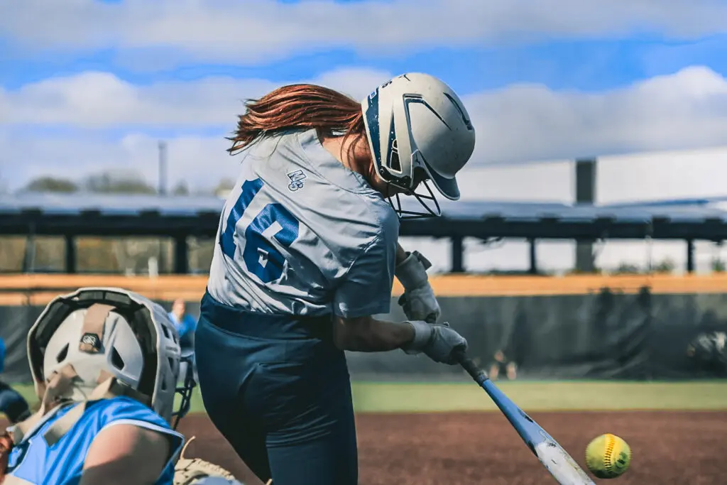 Jordyn Cowell - Shore Sports Insider Jordyn Cowell batting against Notre Dame in the Shore vs CVC Challenge at Adventure Crossing. 4/18/26 Photo by Samantha Mayer - Jordyn Cowell