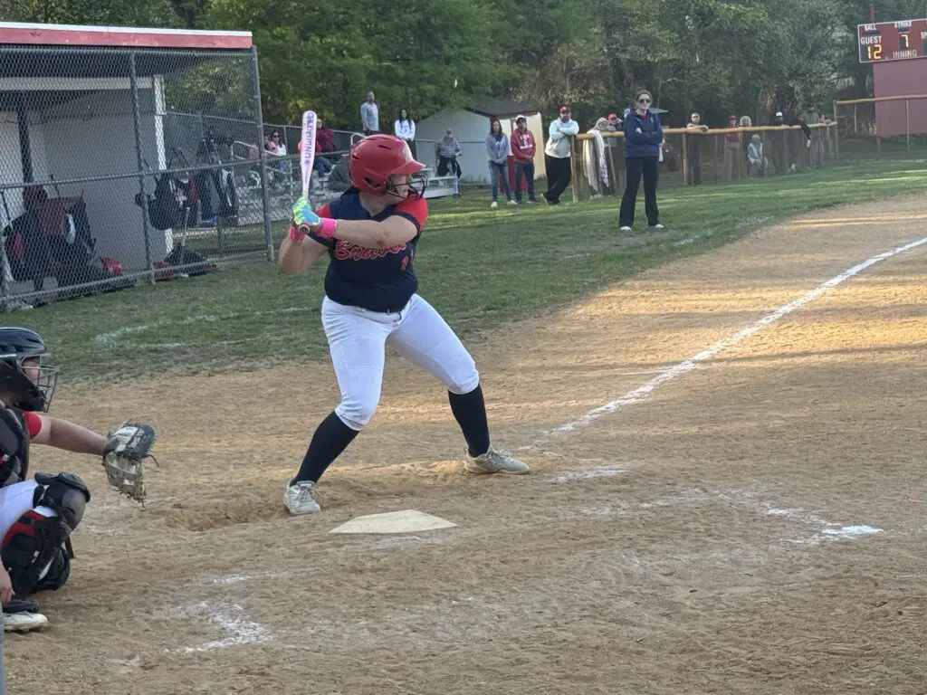 Leah Garby - Shore Sports Insider Leah Garby hit a 3-run home run in Manalapan's 15-14 win over Ocean. 5/8/26 Photo by Nick Lowe - Leah Garby