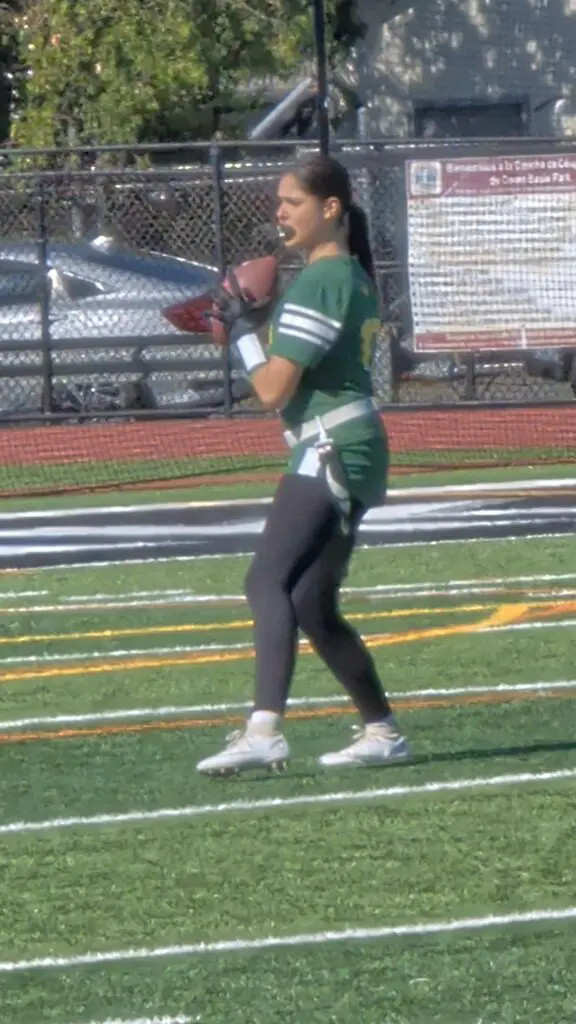 Lila O'Neal - Shore Sports Insider Red Bank Catholic quarterback Lila O'Neal threw two touchdown passes in RBC's overtime win in the SCT against Colts Neck. (Photo by Scott Stump) - Lila O'Neal