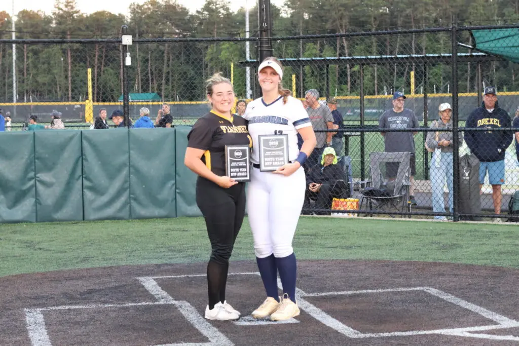 2I5A3693 - Shore Sports Insider Madison McDougall (left) and Delia Gilmore (right) were named MVP in the Senior All-Star game. 6/16/26 Photo by Samantha Mayer - 2I5A3693