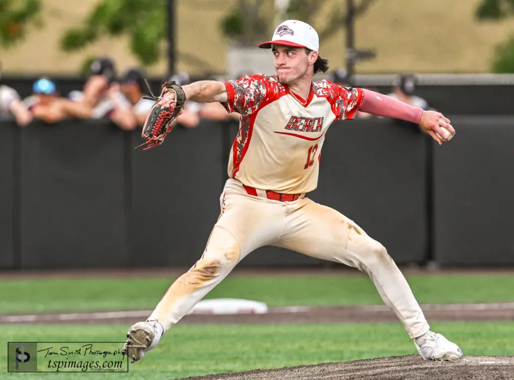 Point Beach Tommy Conroy - Shore Sports Insider Point Beach senior Tommy Conroy fires a pitch in the NJSIAA Group 1 championship game. (Photo: Tom Smith | tspsportsimages.com) - Point Beach Tommy Conroy