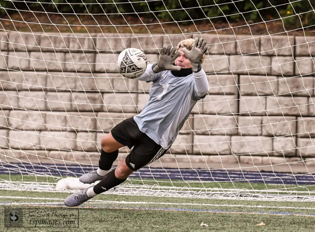Manasquan GK Quinn Petrulla makes the save on the first round penalty shot - Shore Sports Insider Manasquan senior Quinn Petrulla. (Photo: Tom Smith | tspsportsimages.com) - Manasquan GK Quinn Petrulla makes the save on the first round penalty shot