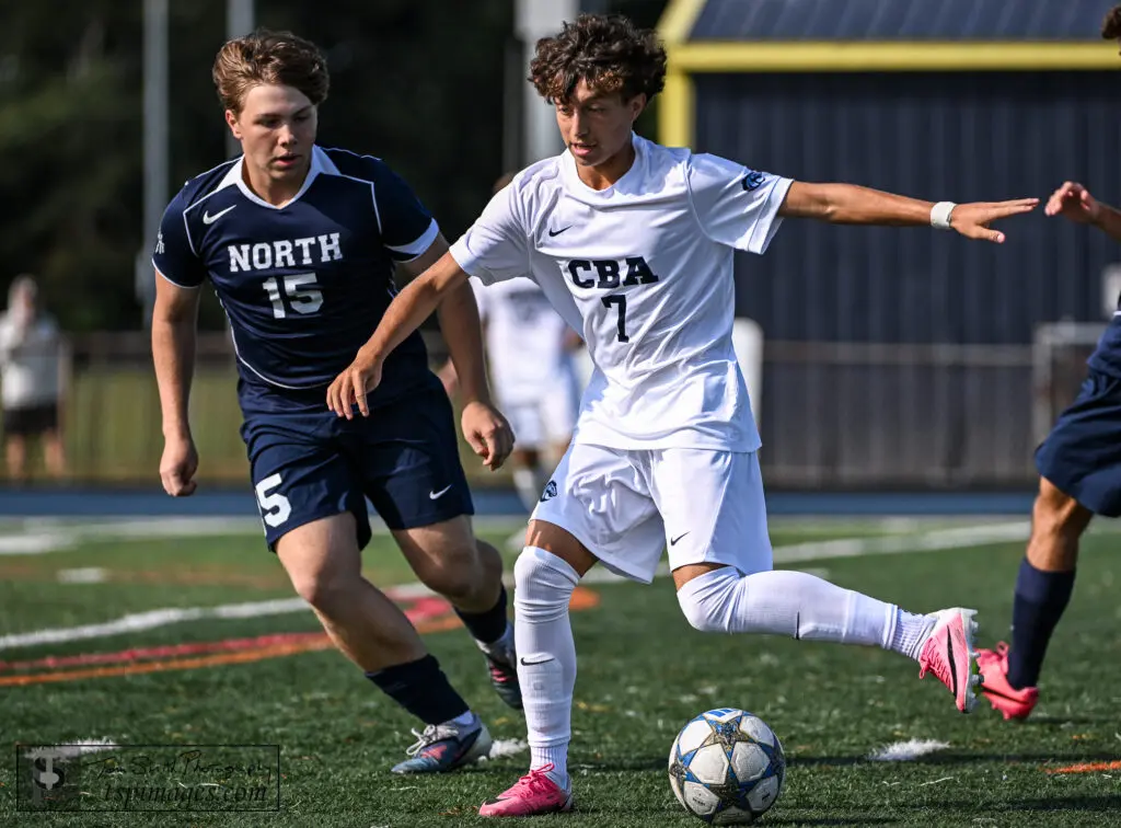 CBA Justin Arias - Shore Sports Insider CBA senior Justin Arias shadowed by Toms River North senior Joey Nagle. (Photo: Tom Smith | tspsportsimages.com) - CBA Justin Arias