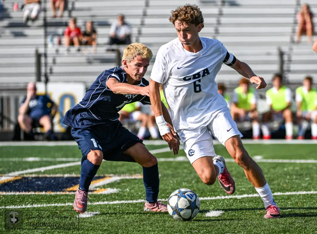 CBA Matt Papagni - Shore Sports Insider CBA senior Matt Papagni defended by Toms River North sophomore Michael Greene. (Photo: Tom Smith | tspsportsimages.com) - CBA Matt Papagni