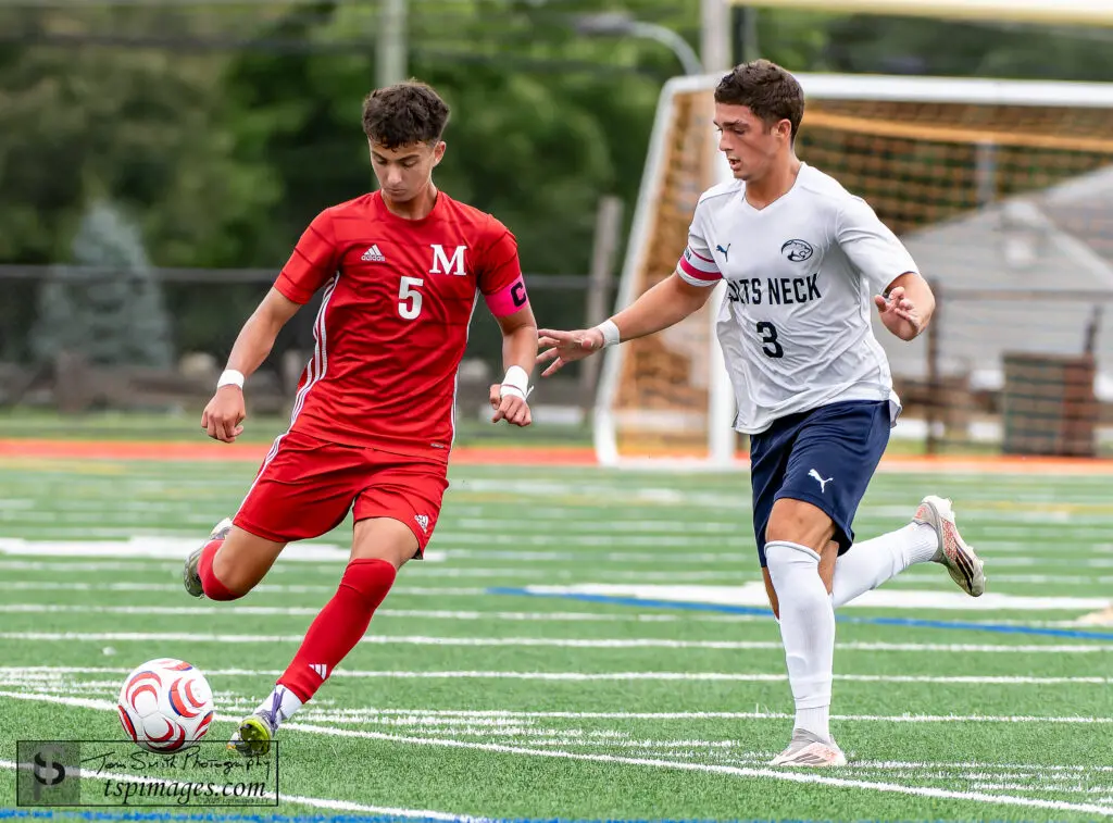Manalapan Evan Gluzman - Shore Sports Insider Manalapan senior Evan Gluzman shadowed by Colts Neck senior Sean Moore. (Photo: Tom Smith | tspsportsimages.com) - Manalapan Evan Gluzman