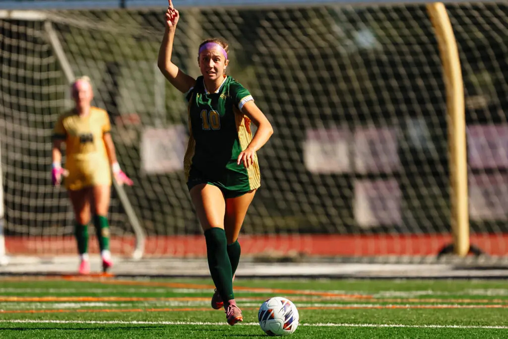 RBC Izzy Fasano1 - Shore Sports Insider Junior Izzy Fasano taking a free kick on the defense side for RBC. 9/3/26 Photo by Samantha Mayer - RBC Izzy Fasano1