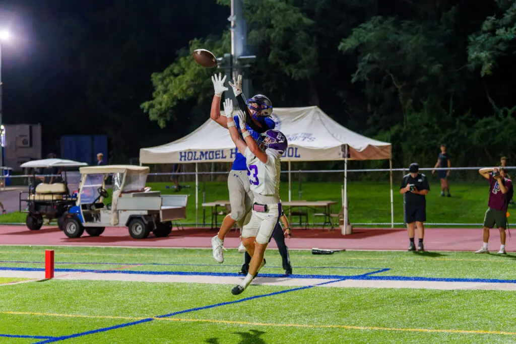 Anthony Serini - Shore Sports Insider Holmdel WR Anthony Serini (in blue) had a big night with 179 yards receiving and 2 TDs in a loss to Rumson. (Photo by Patrick Olivero) - Anthony Serini