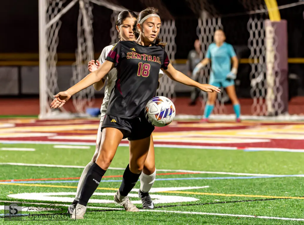 C Ava Bonzzinas 2 - Shore Sports Insider Ava Bozinis scored a goal against Point Boro in a Class A South game. 9/29/25 (Photo by Tom Smith) - C Ava Bonzzinas 2