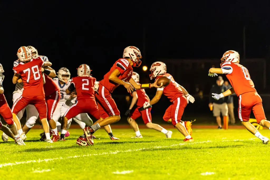 Point Beach Billy Cavanaugh and Jalen Kreiger - Shore Sports Insider Point Beach quarterback Billy Cavanaugh hands off to running back Jalen Kreiger (Photo by Doug Phillips/Framegrabs) - Point Beach Billy Cavanaugh and Jalen Kreiger
