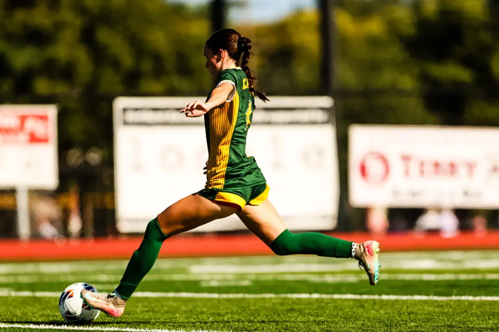 RBCAlexisSinatra1 - Shore Sports Insider Lexi Sinatra taking a free kick against Howell at Count Basie Park. 9/3/26 (Photo by Samantha Mayer) - RBCAlexisSinatra1