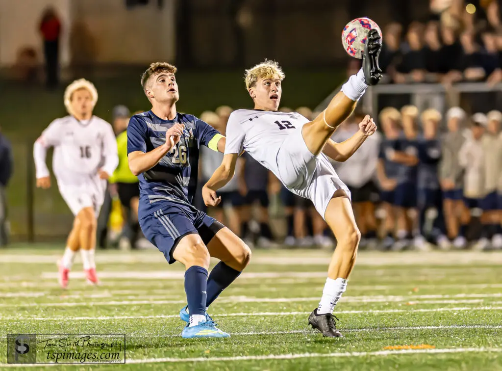 TRE Brady Gillen - Shore Sports Insider Toms River East senior Brady Gillen clears the ball over Manasquan junior Noah Maduch. (Photo: Tom Smith | tspsportsimages.com) - TRE Brady Gillen's correct. I'll provide proper JSON.