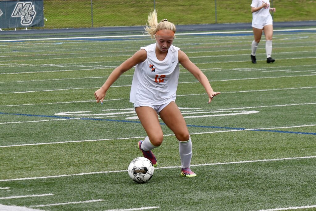 Sofia Chaknis scored the equalizer against Middletown South . (Photo by Eric Braun) - Midd North Girls Soccer - Chaknis