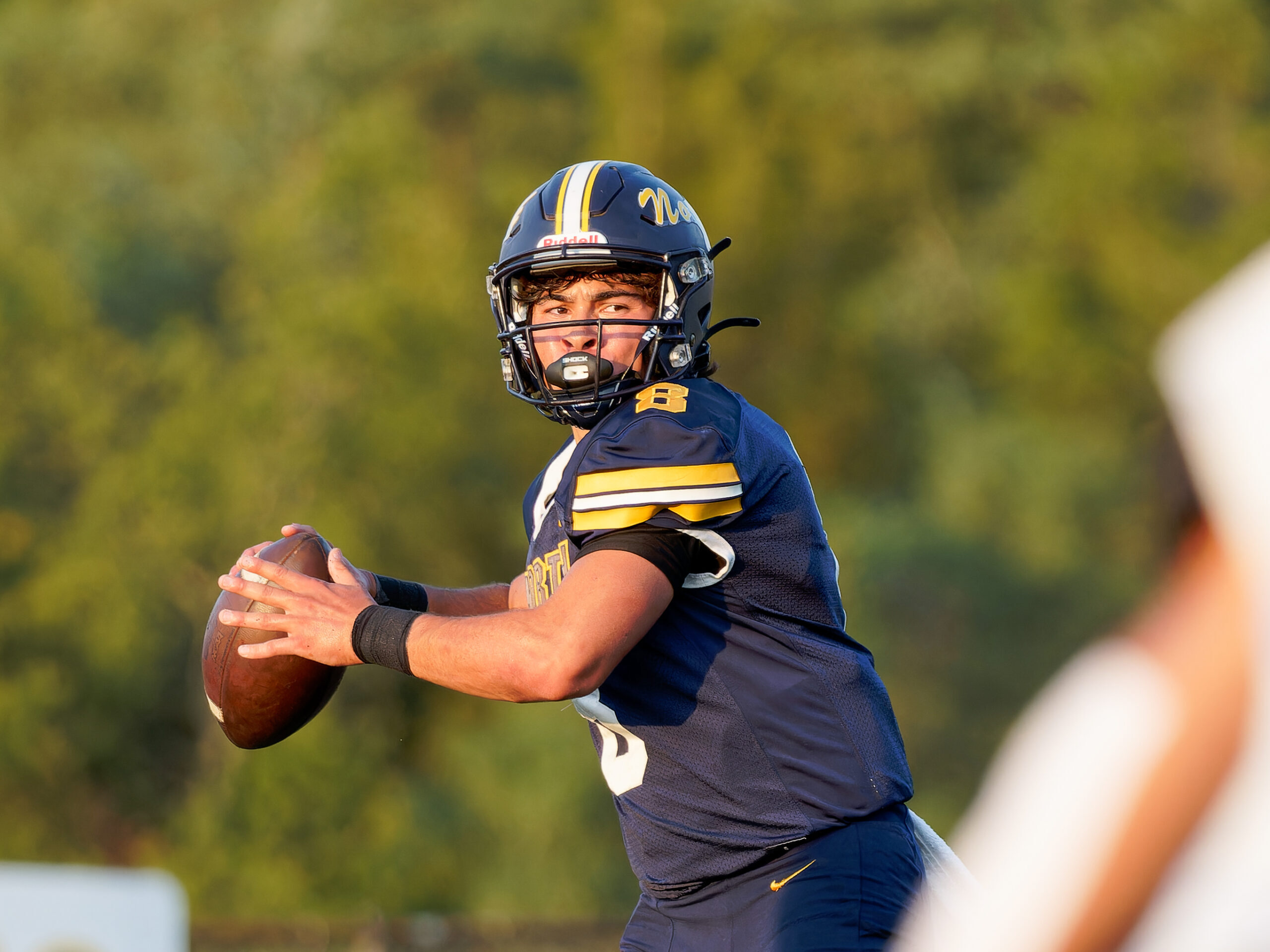 Toms River North senior QB T.J. Valerio accounted for five touchdowns in the Mariners' 54-10 win over Jackson Memorial. (Bob Badders | rpbphotography.com). - T.J. Valerio, Toms River North football