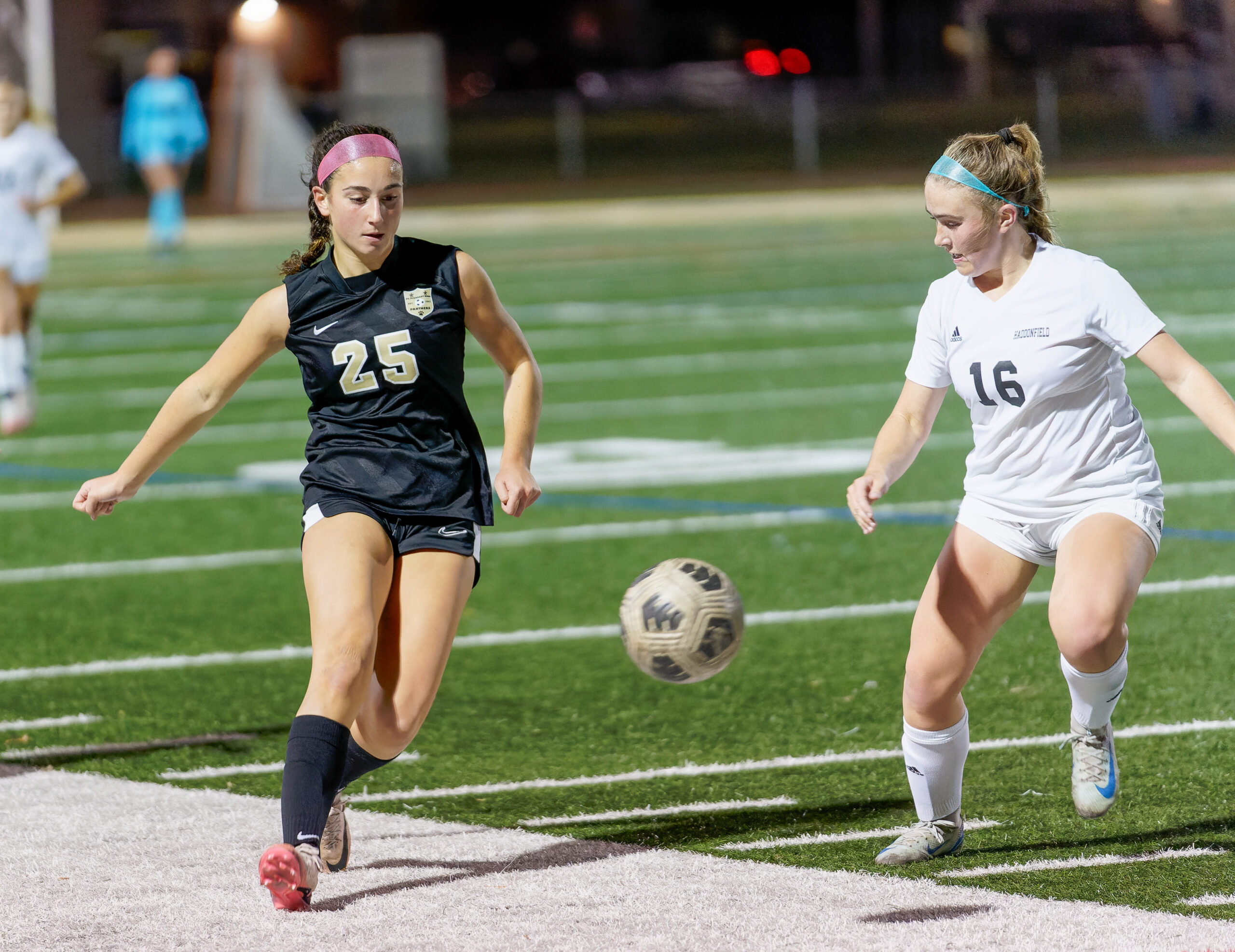 Point Boro freshman Maddie Renna gave the Panthers a 1-0 lead with her 12th goal of the season during a 4-0 win over Haddonfield in the NJSIAA Group 2 semifinals. (Bob Badders | rpbphotography.com) - Maddie Renna, Point Boro girls soccer