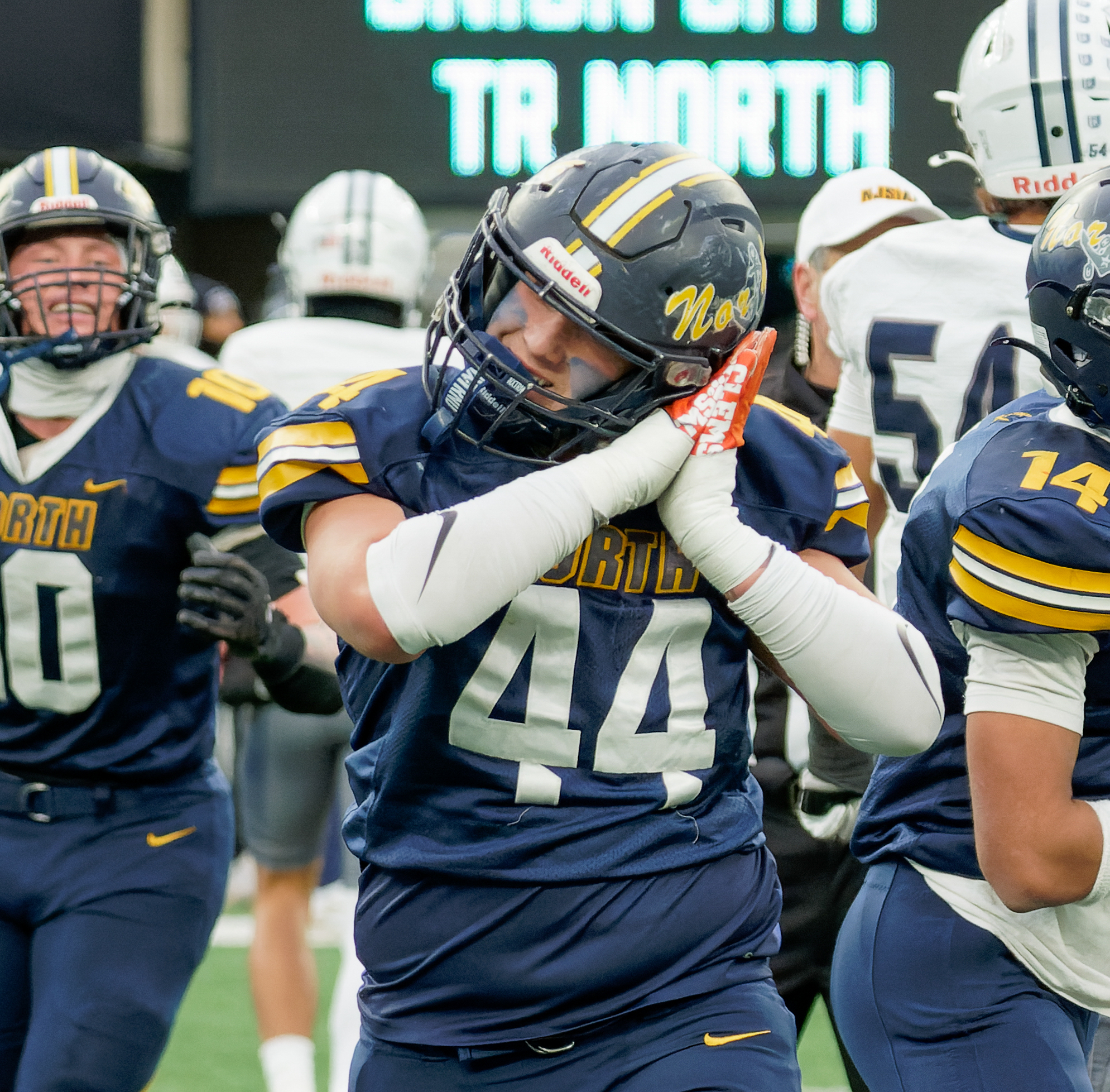 Toms River North completed a perfect 14-0 season by defeating Union City 41-14 in the NJSIAA Group 5 state championship game on Friday, Nov. 29, 2024 at MetLife Stadium in East Rutherford, NJ. (Bob Badders | rpbphotography.com) - Blaise Boland, Toms River North football