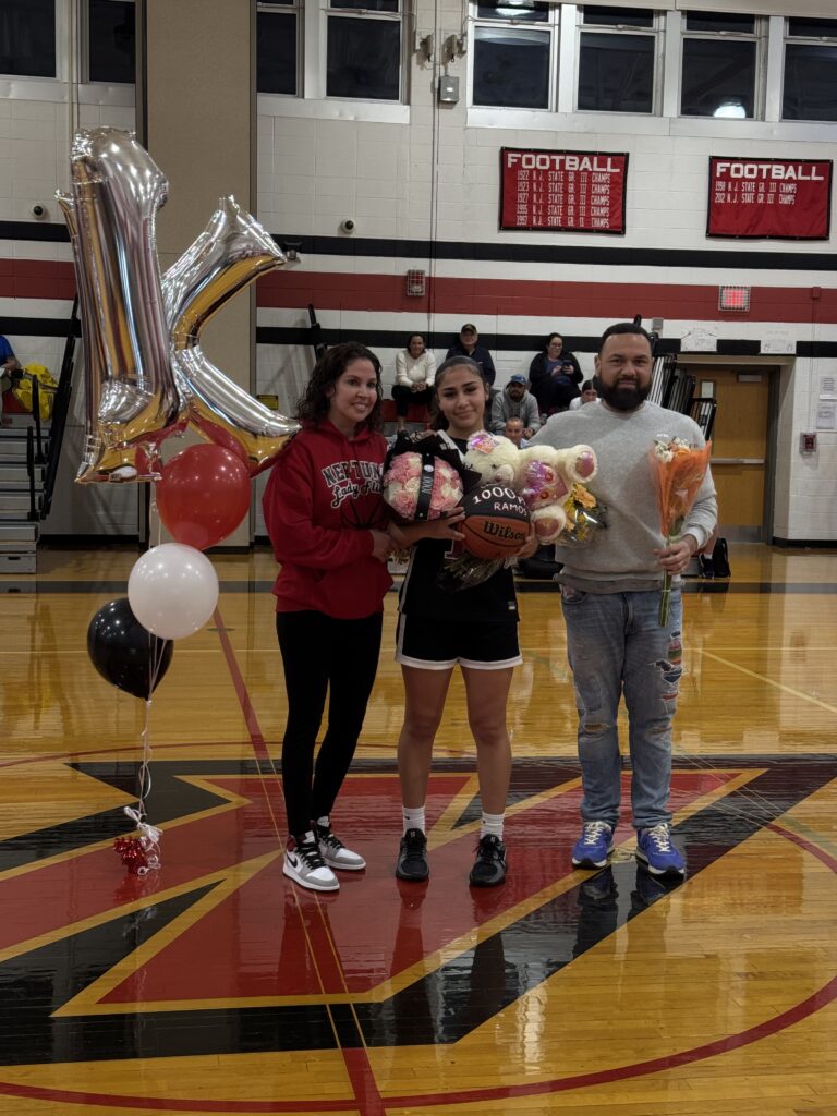 Christa Ramos scored her 1,000th point against Howell on 1/13/25. Photo provided by Neptune Athletics.  - IMG_1933