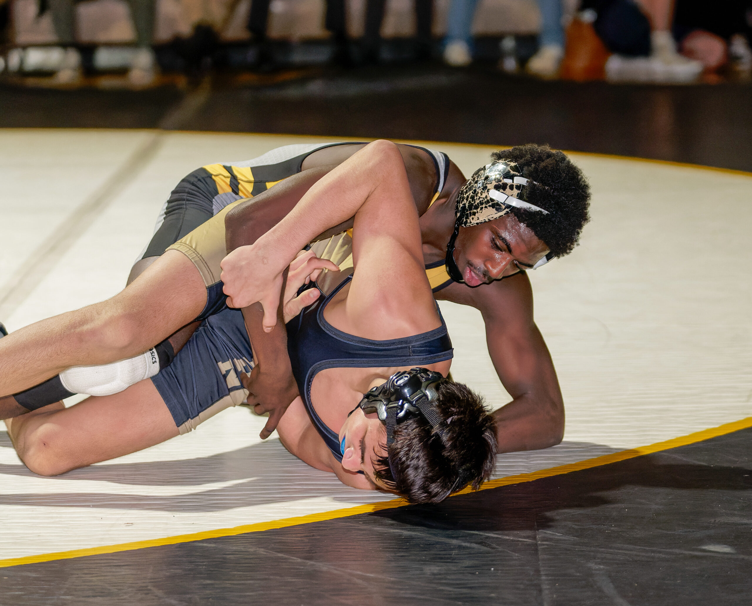 St. John Vianney junior Abraham Adu-Amoako scored a key 4-2 decision in a toss-up bout at 138 pounds to help the Lancers defeat Southern Regional, 33-27,. (Bob Badders | rpbphotography.com) - Abraham Adu-Amoako, St. John Vianney wrestling