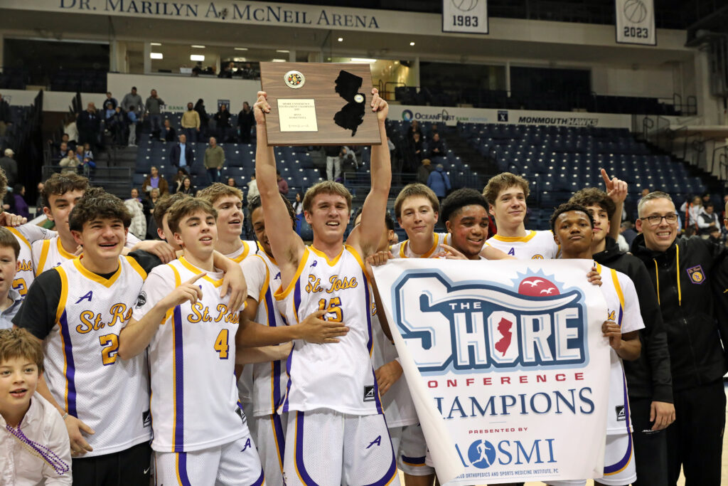 St. Rose celebrates its second straight Shore Conference Tournament championship. (Photo: Ray Rich Photography) - St. Rose SCT Champs