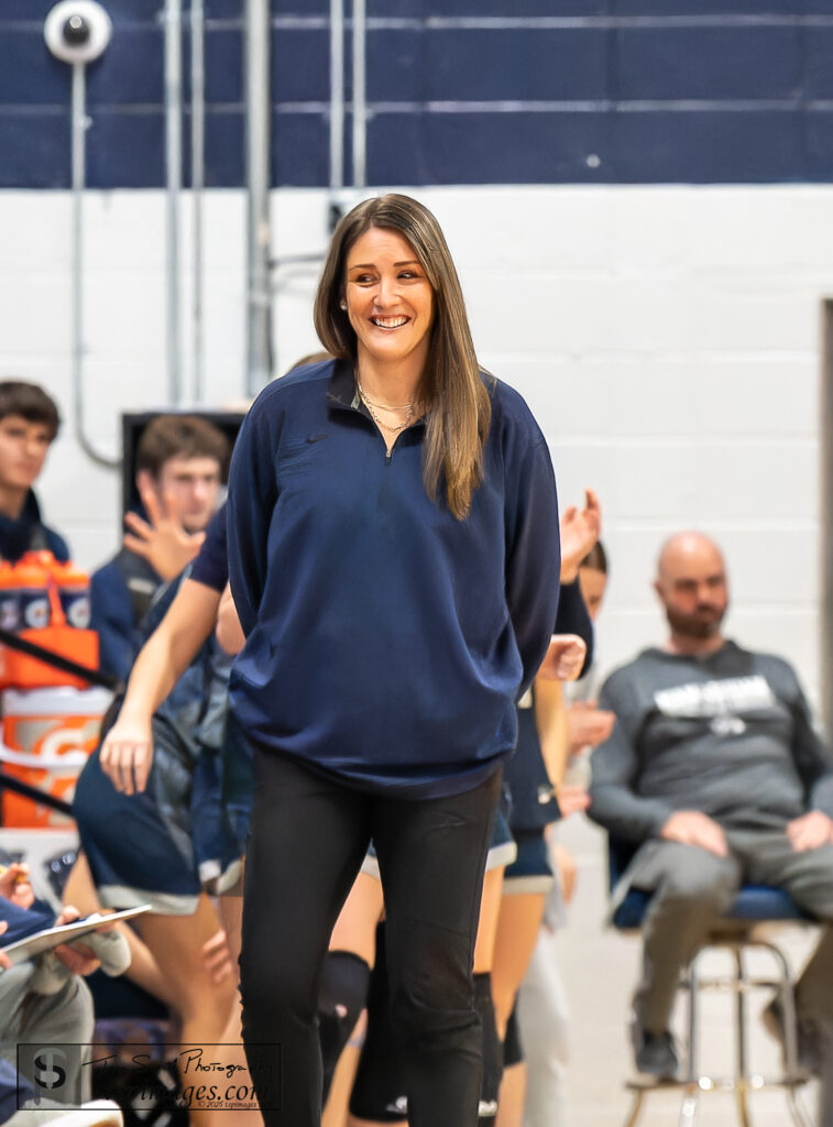 Head Coach Lisa Kukoda on the sideline against Howell on 2/4/25. Photo by Tom Smith - M HC Lisa Kukoda