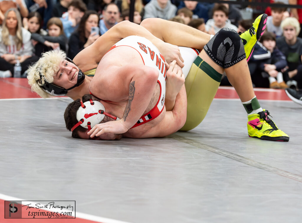 Brick Memorial heavyweight Ben Szuba was all smiles as he won his second Region title. (Photo by Tom Smith/tspsportsimages.com)  - Ben Szuba Brick Memorial