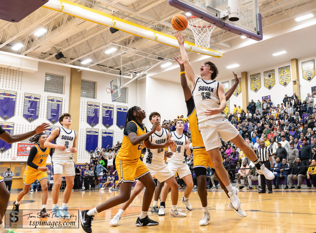 Manasquan senior Griffin Linstra goes up for a layup against Camden. (Photo: Tom Smith | tspimages.com) - Manasquan Griffin Linstra 3