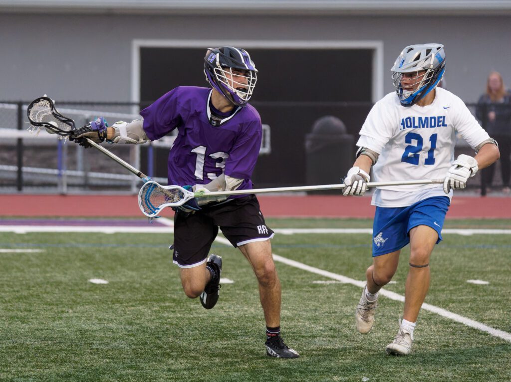 Junior midfielder Joseph Whitehouse recorded a hat trick to help top-seeded Rumson-Fair Haven defeat Holmdel, 15-6, in the Shore Conference Tournament quarterfinals. (Bob Badders | rpbphotography.com) - Joseph Whitehouse, Rumson-Fair Haven boys lacrosse