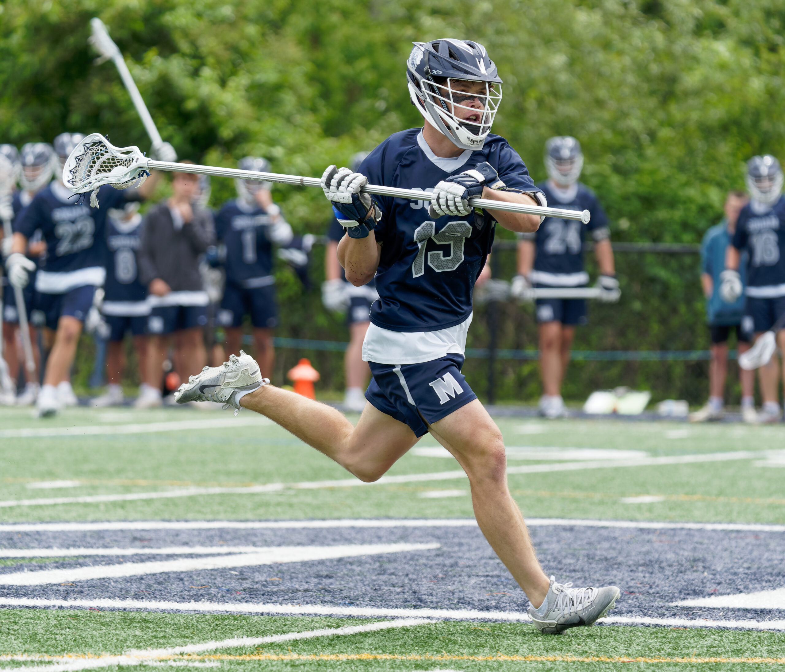 Parker Harms, Manasquan boys lacrosse - Shore Sports Insider Senior defenseman Parker Harms scored a key goal during the Manasquan's 9-7 win over CBA in the Shore Conference Tournament semifinals on May 17, 2025. (Bob Badders | rpbphotography.com) - Parker Harms, Manasquan boys lacrosse