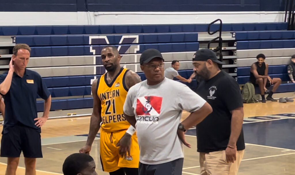 Chris Smith (left) and coach Randy Holmes (right) of Intern Helpers of the JSBL. (Image: Matt Manley) - Chris Smith Randy Holmes