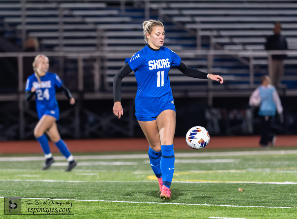 S Gabby Garofalo - Shore Sports Insider Gabby Garofalo getting to the ball in the first-half on the defensive side of the field for Shore. 11/23/25 Photo by Tom Smith - S Gabby Garofalo