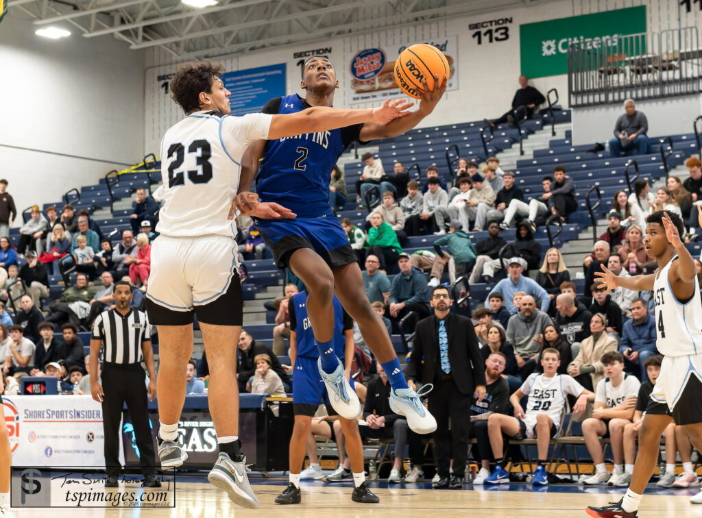 Donovan Catholic Gabe Feliciano - Shore Sports Insider Donovan Catholic junior Gabe Feliciano drives against Toms River East senior Shamus O'Grady. (Photo: Tom Smith | tspsportsimages.com) - Donovan Catholic Gabe Feliciano