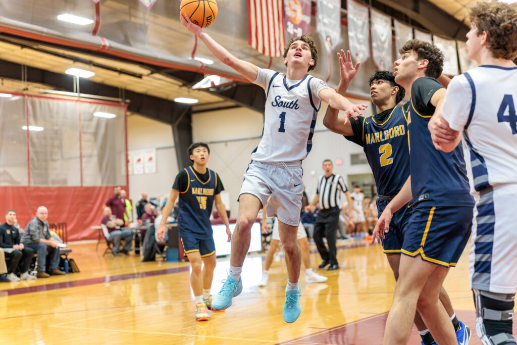 Marlboro vs Midd South - Shore Sports Insider Middletown South freshman Ryan Gannon drives to the rim. (Photo: Patrick Olivero) - Marlboro vs Midd South