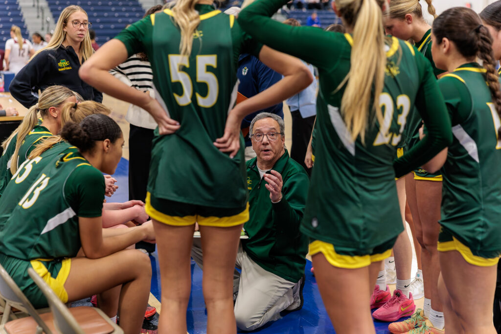 RBC- Joe Montano - Shore Sports Insider Red Bank Catholic head coach Joe Montano addresses the team (Photo by Patrick Olivero) - RBC- Joe Montano