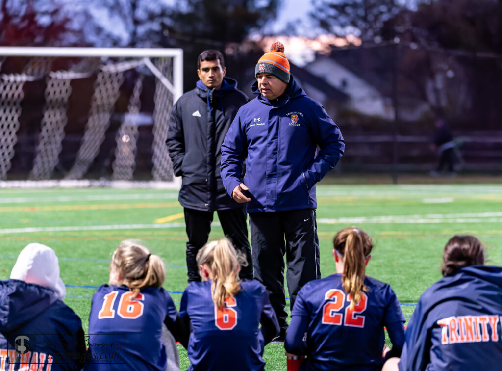 T HC Patrick Trombetta 2 - Shore Sports Insider During the Trinity Hall vs Notre Dame NJSIAA Non Pub A Sectional Semi-Final Soccer Match at the Maria Gatta Sports Complex in Oceanport, New Jersey. 11/10/25 Photo Credit: Tom Smith | tspsportsimages.com - T HC Patrick Trombetta 2
