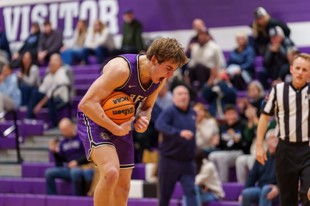 Rumson-Fair Haven senior Blake Ahmann celebrates his team's win over Holmdel. (Photo: Patrick Olivero) - Holmdel at Rumson