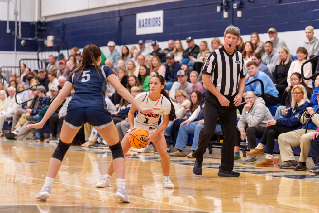 Trinity Hall Lyla Lu - Shore Sports Insider Trinity Hall's Lyla Lu holds the ball on the wing (Photo by Patrick Olivero) - Trinity Hall Lyla Lu
