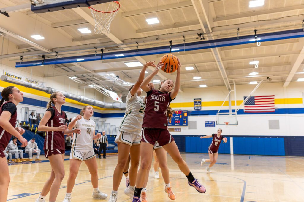 TRS Daniella Gordon2 - Shore Sports Insider Sophomore Daniella Gordon grabbing a rebound against Brick Memorial in the opening round of the KWCC. 12/26/25 Photo by Patrick Olivero - TRS Daniella Gordon2