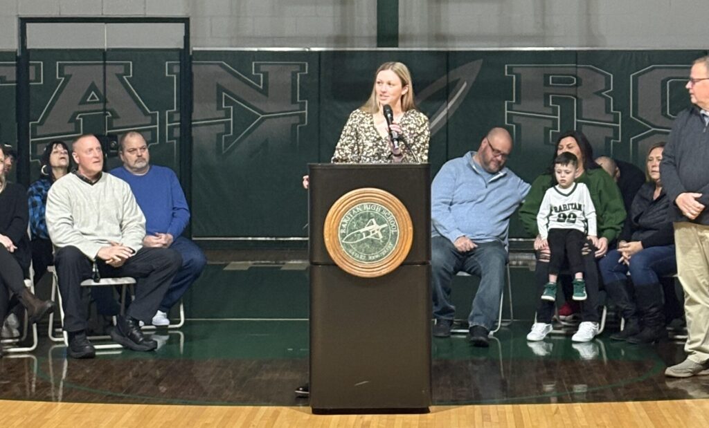 Katie Sire Raritan - Shore Sports Insider Former Raritan great and current Montclair State associate women's basketball coach Katie Sire speaks after having her jersey retired. (Photo courtesy of T.J. O'Donnell) - Katie Sire Raritan